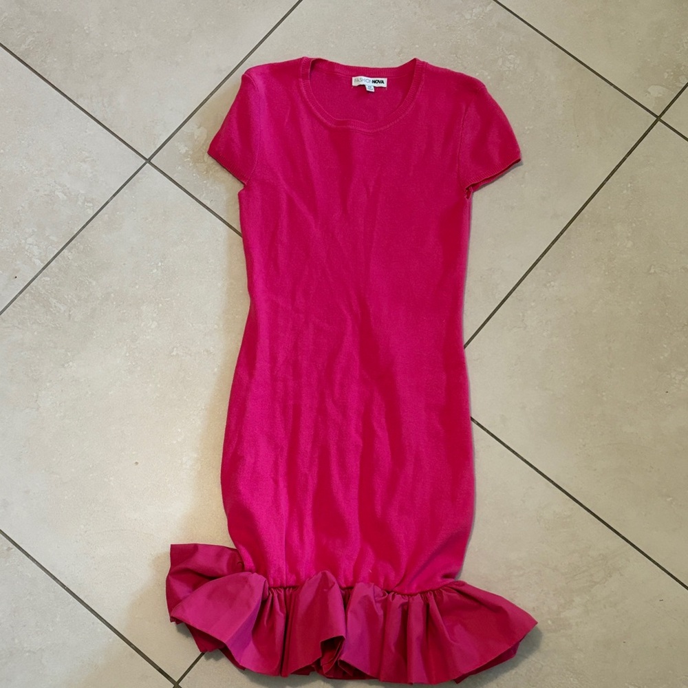 Fashion Nova Vibrant Pink Knit Dress